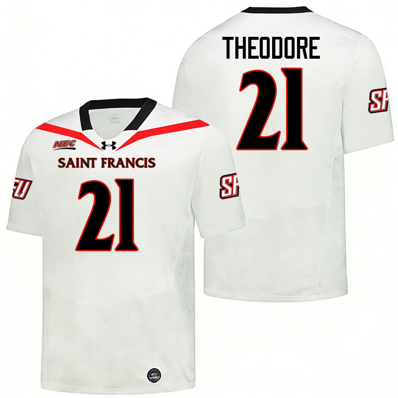 Saint Francis Red Flash #21 Jordan Theodore College Football Jerseys,Uniforms Stitched-White